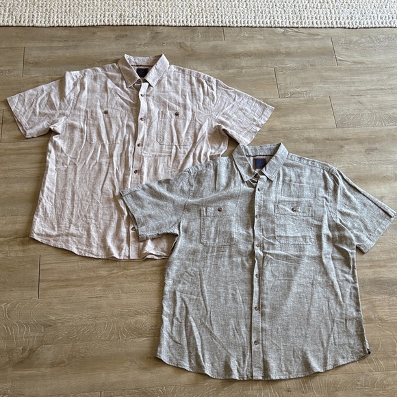 Denver Hayes Other - 2 Denver Hayes Casual Button Down Shirts Linen & Rayon Men’s Size XL
